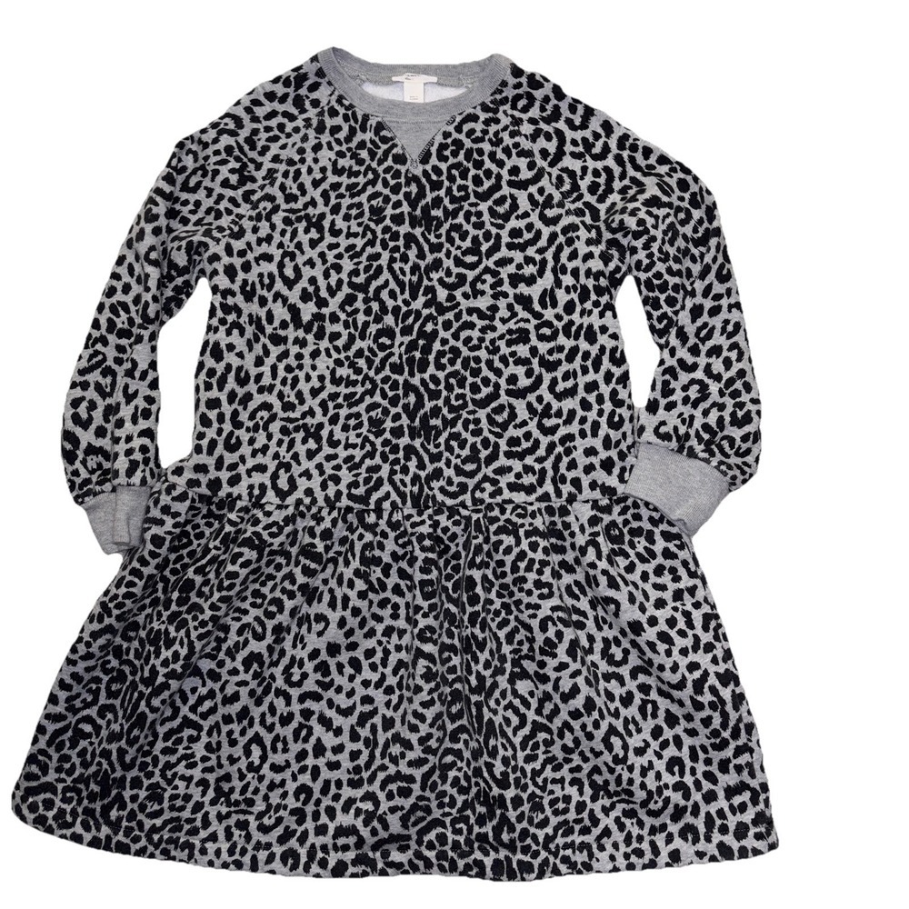 J. CREW Crewcuts fleece drop-waist Sweatshirt Dress8 Gray Black Camouflage print